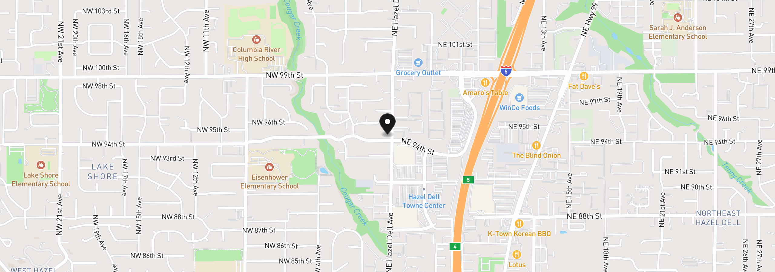 Map showing the location of 9402 NE Hazel Dell Ave, Vancouver, Wa 98665