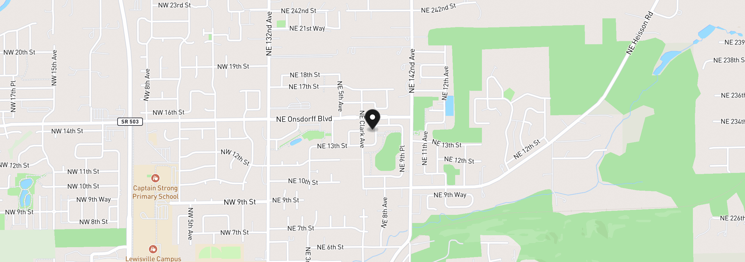 Map showing the location of 1342 NE 8th Ave, Battle Ground, Wa 98604