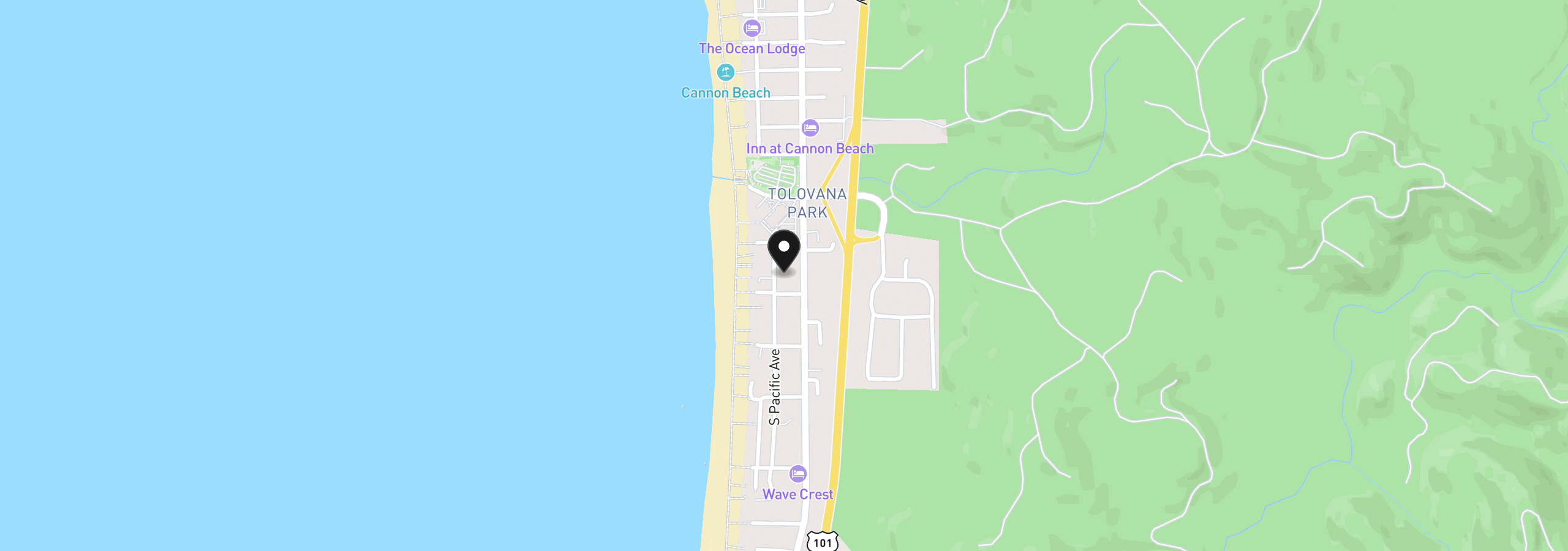 Map showing the location of 3571 Pacific Ave, Cannon Beach, OR 97110