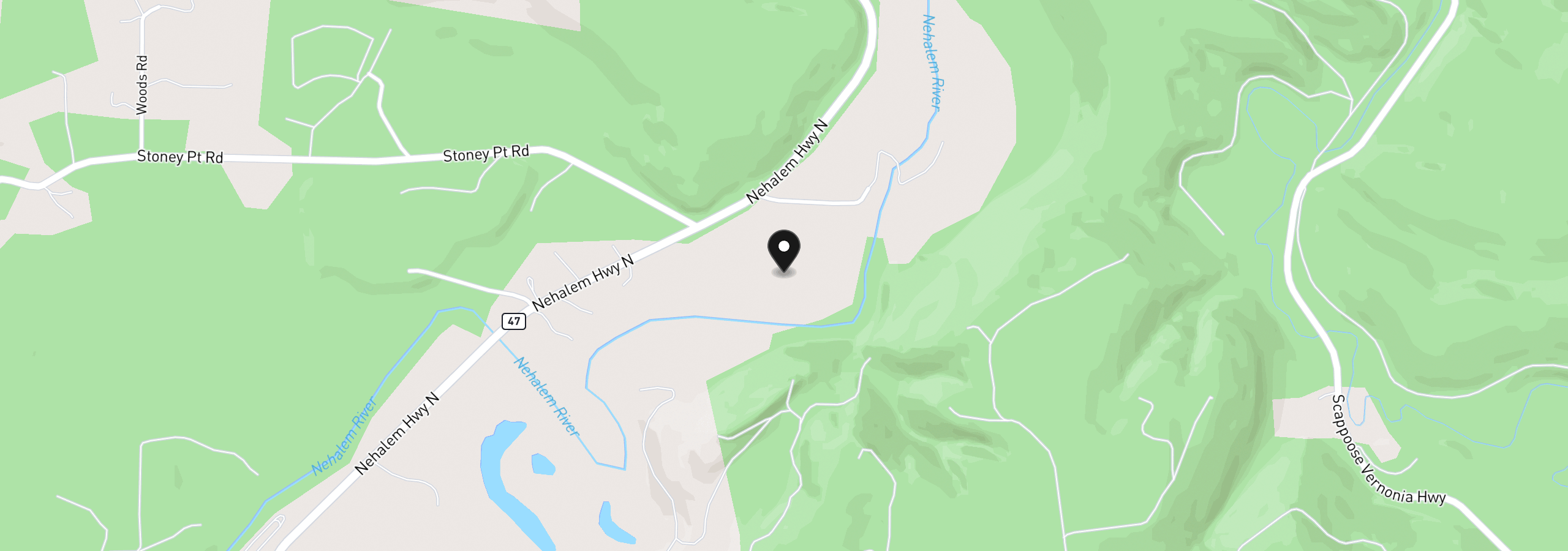 Map showing the location of Nehalem Hwy N, Vernonia, OR 97064