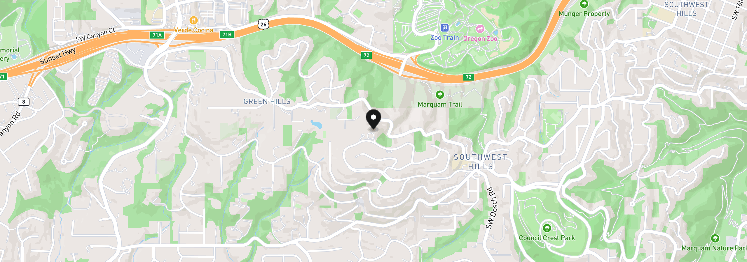Map showing the location of 4311 SW Greenleaf Dr, Portland, OR 97221