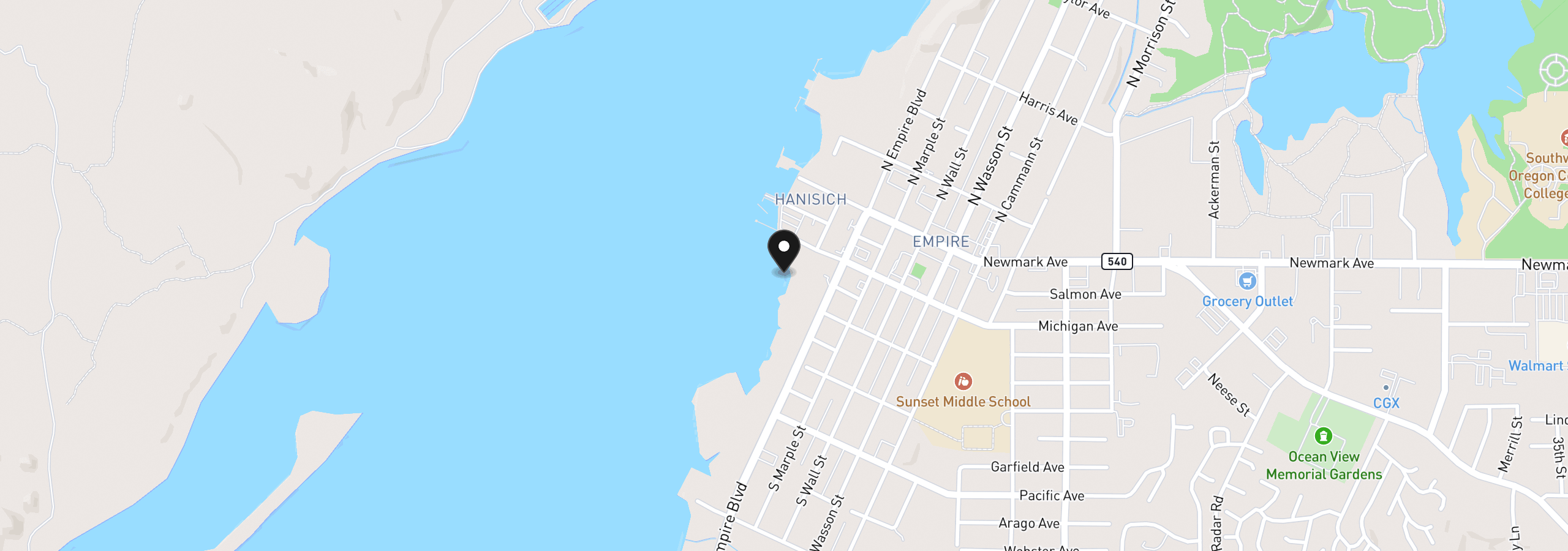 Map showing the location of 0 Michigan, Coos Bay, OR 97420