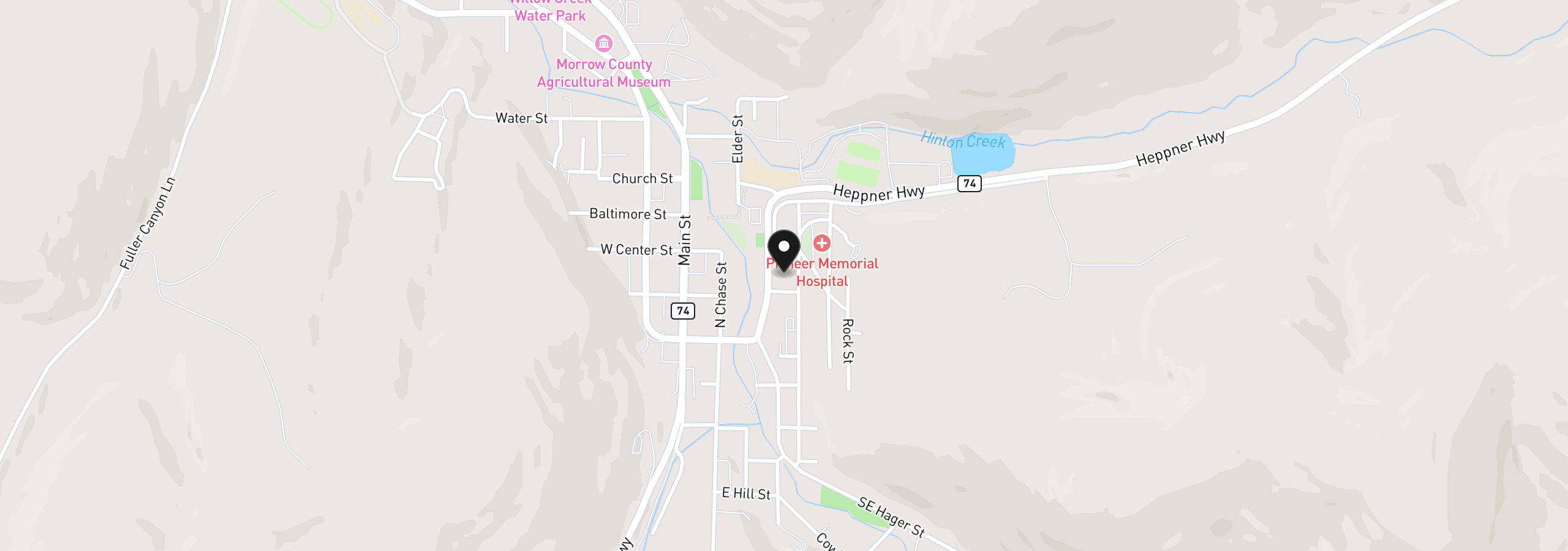 Map showing the location of 240 N Court St, Heppner, OR 97836