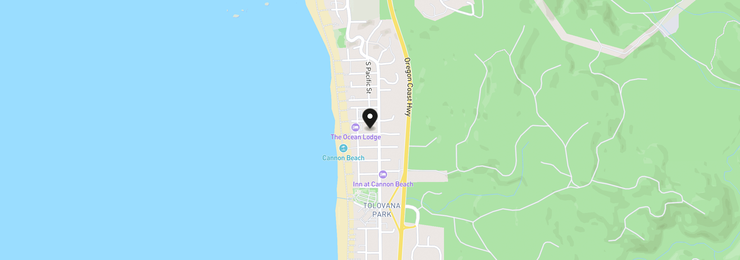 Map showing the location of 140 W Chisana St, Cannon Beach, OR 97110