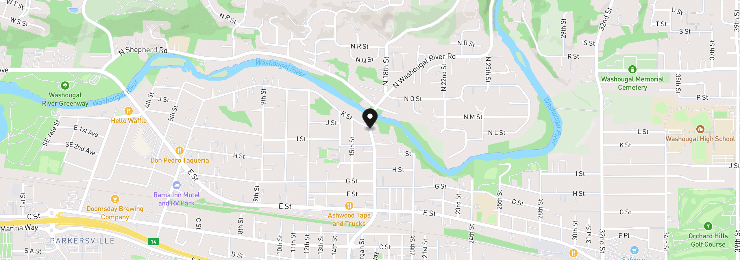 Map showing the location of 0 Washougal River Rd 103, Washougal, Wa 98671