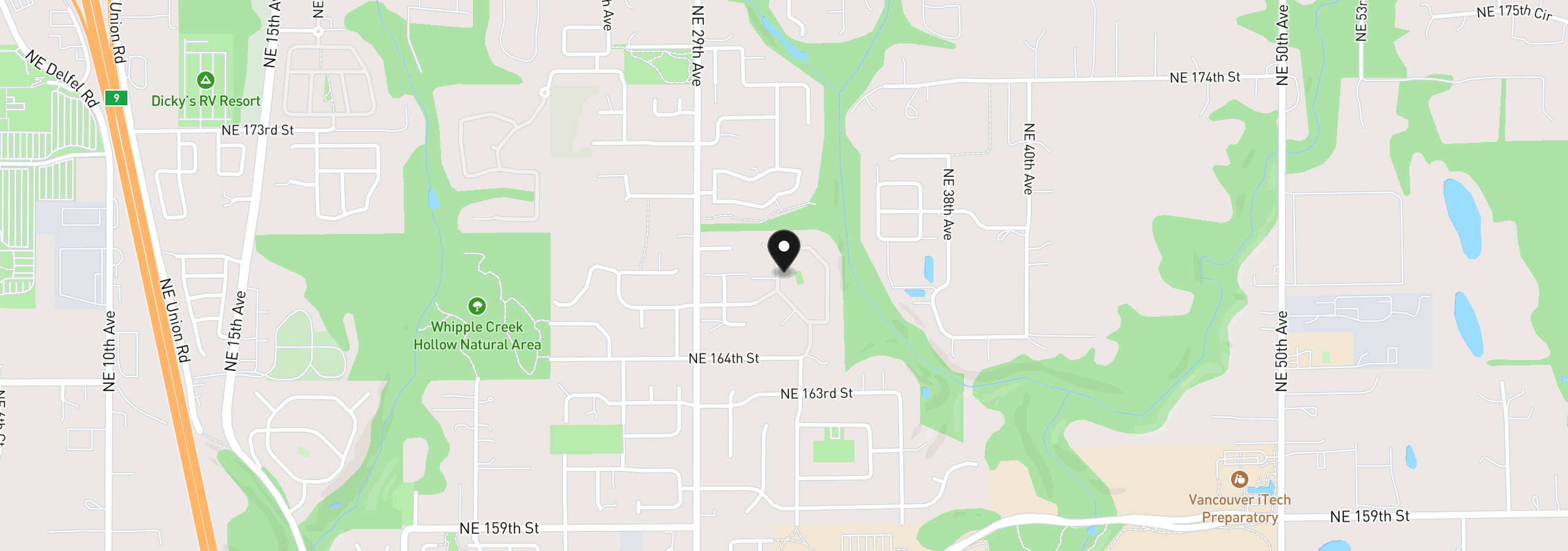 Map showing the location of 3300 NE 164th St X1, Ridgefield, Wa 98642