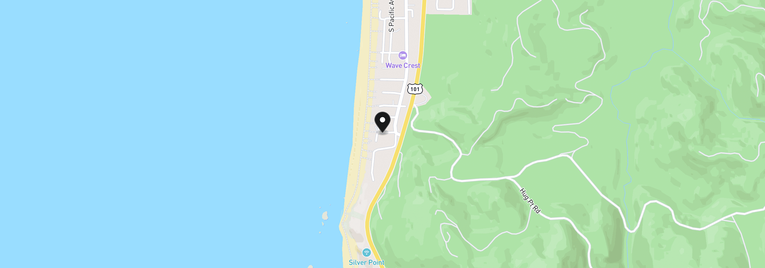 Map showing the location of 163 West Way, Cannon Beach, OR 97110