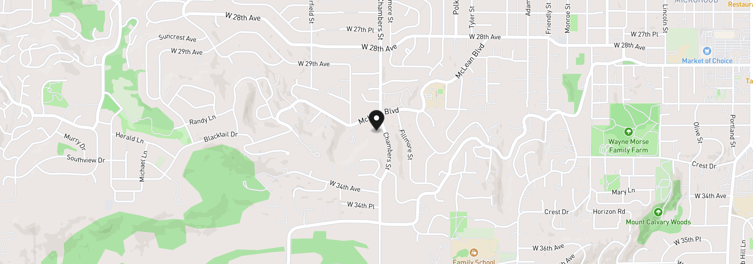 Map showing the location of McLean Blvd, Eugene, OR 97401