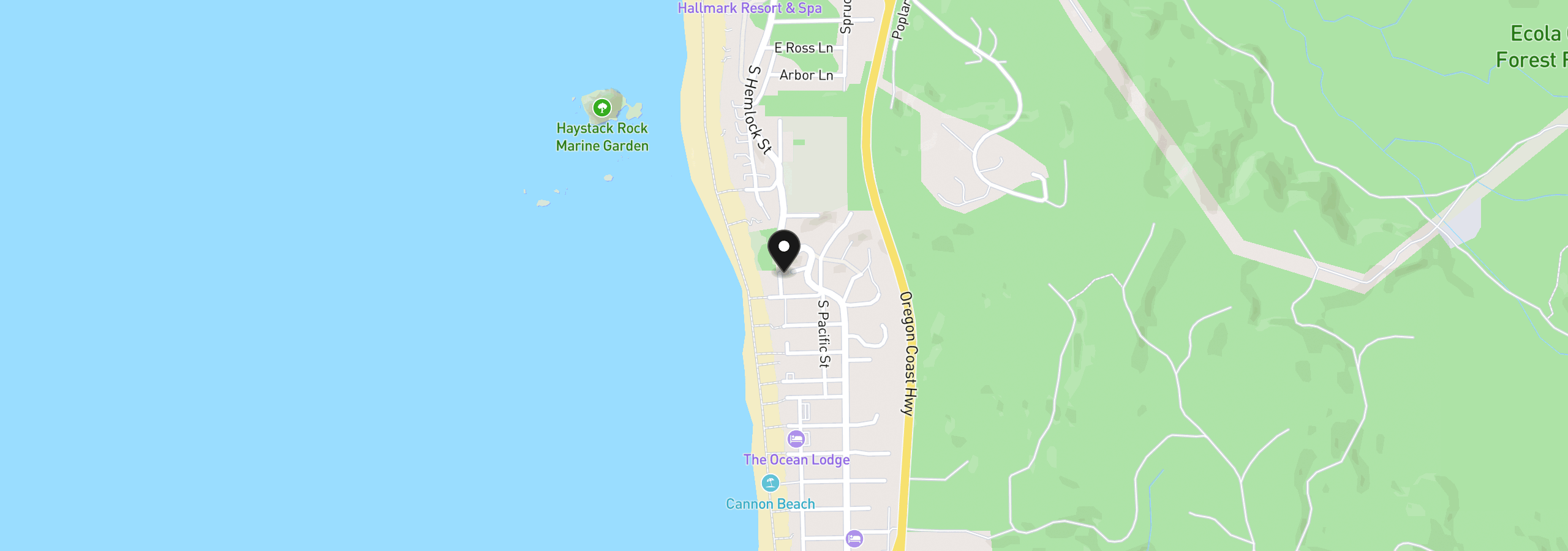Map showing the location of 179 Tok Ln, Cannon Beach, OR 97110
