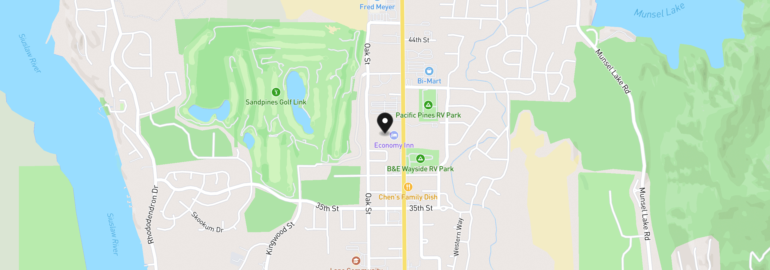 Map showing the location of 1581 37th St, Florence, OR 97439