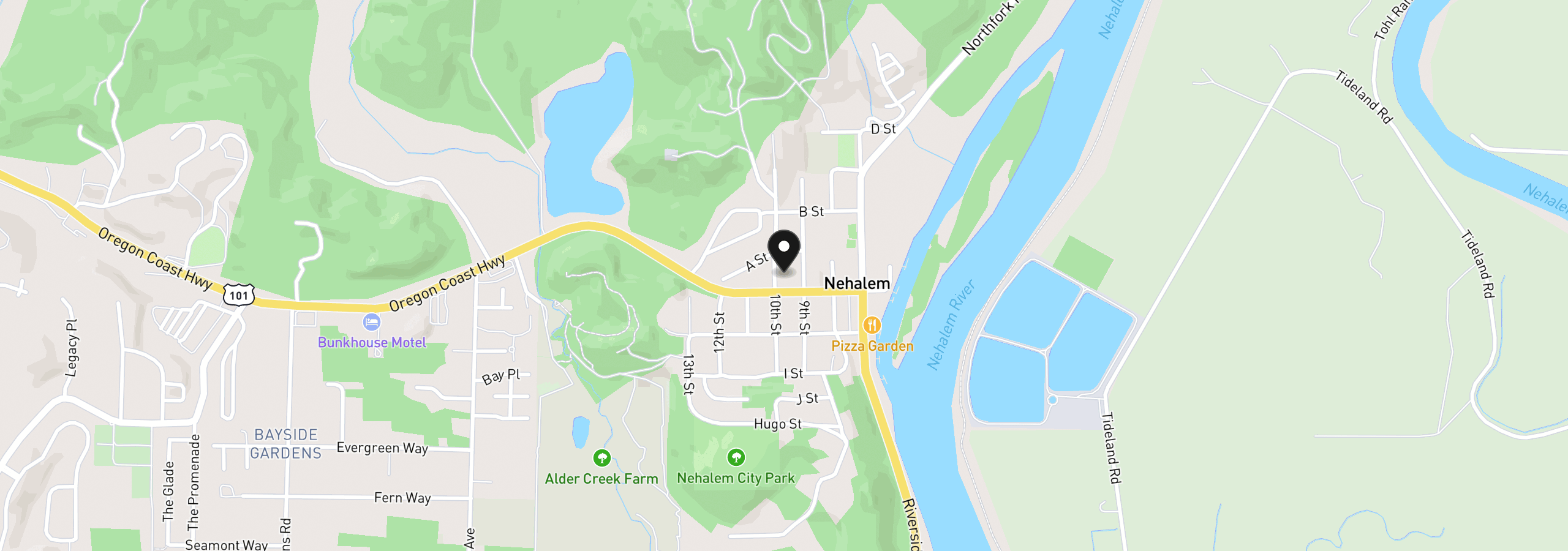 Map showing the location of 36055 10th St, Nehalem, OR 97131