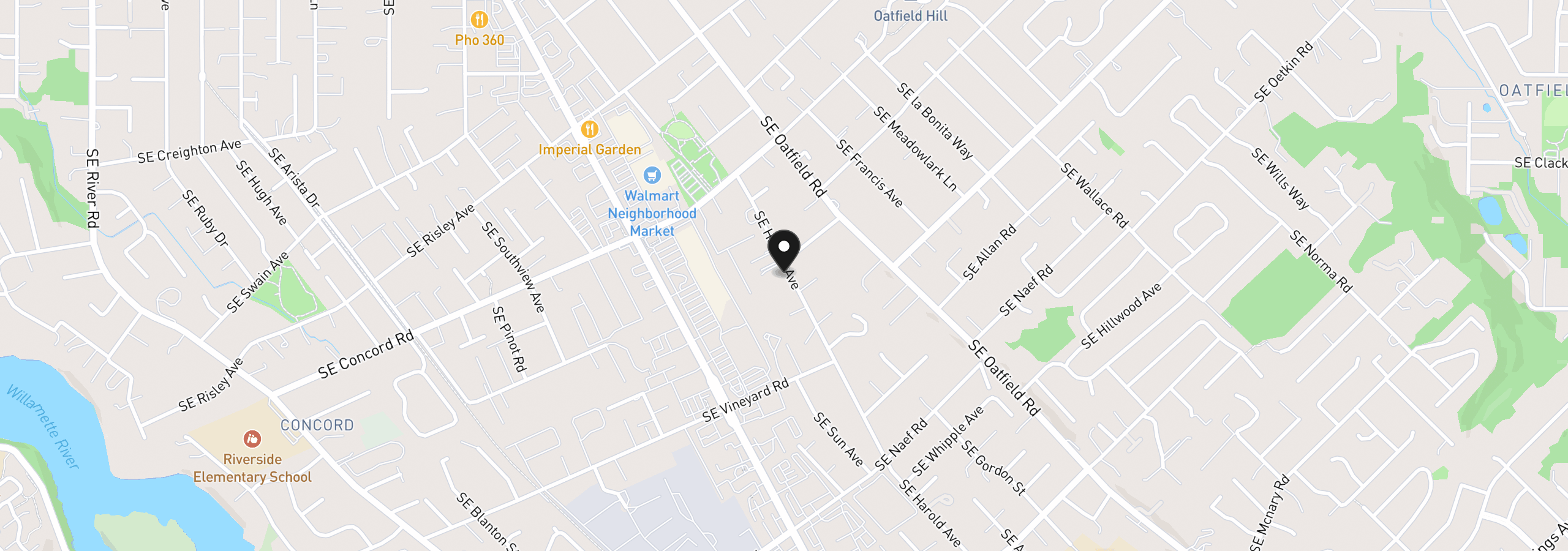 Map showing the location of 15915 Harold Ave, Milwaukie, OR 97267