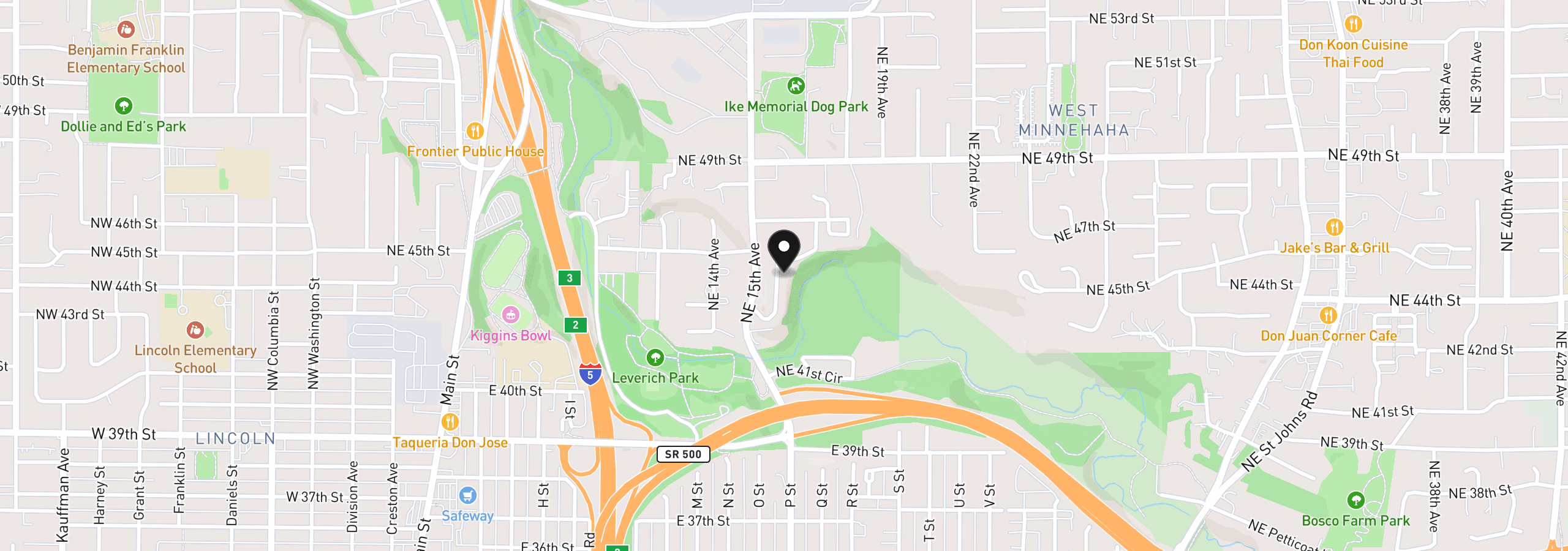 Map showing the location of 4415 NE Valley View Ln, Vancouver, Wa 98663