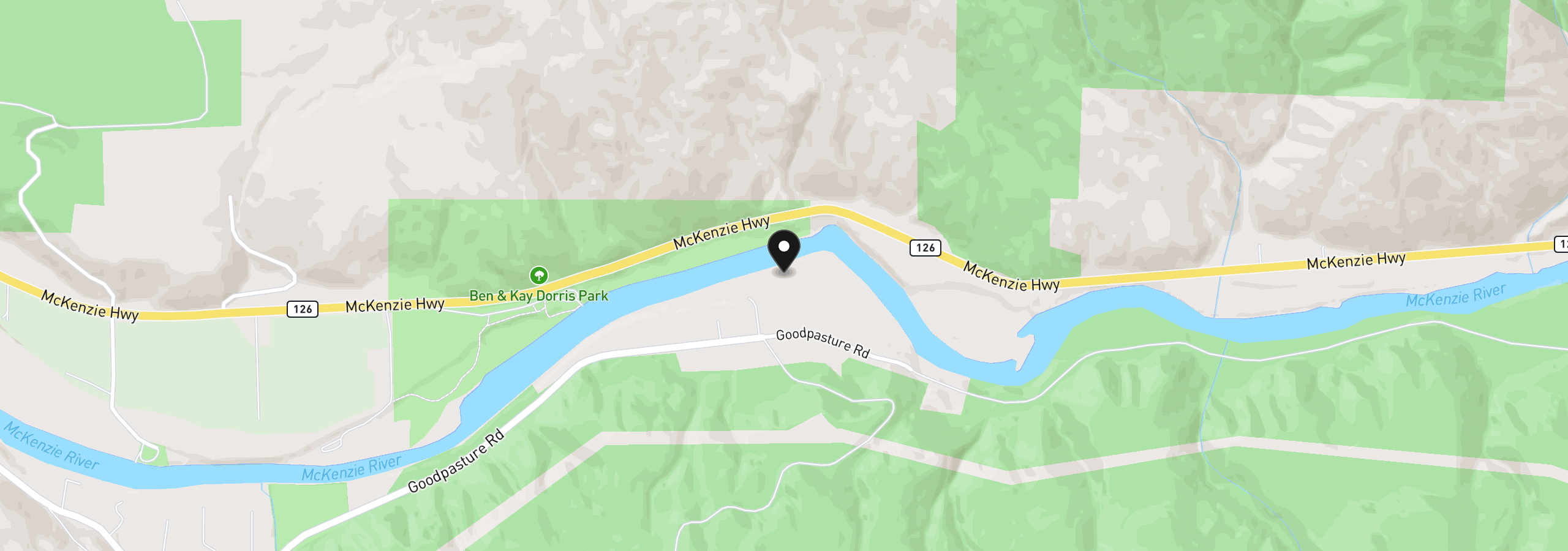 Map showing the location of 47207 Goodpasture Rd, Vida, OR 97488