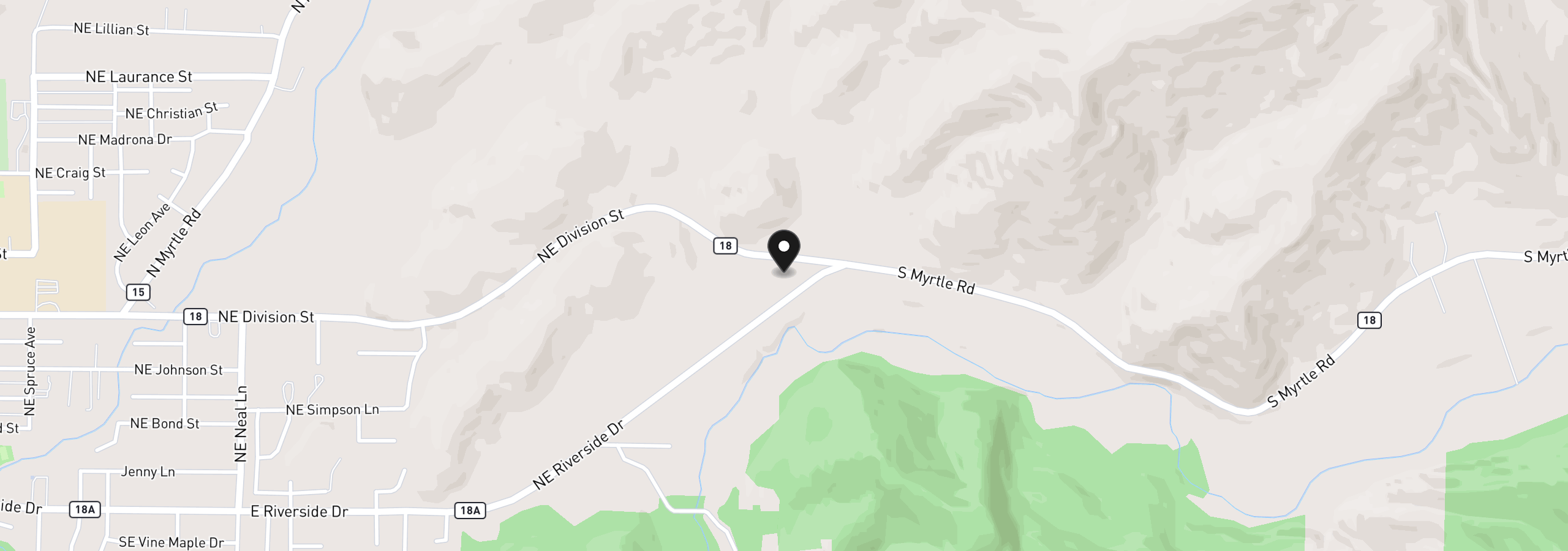 Map showing the location of 2064 S Myrtle Rd, Myrtle Creek, OR 97457