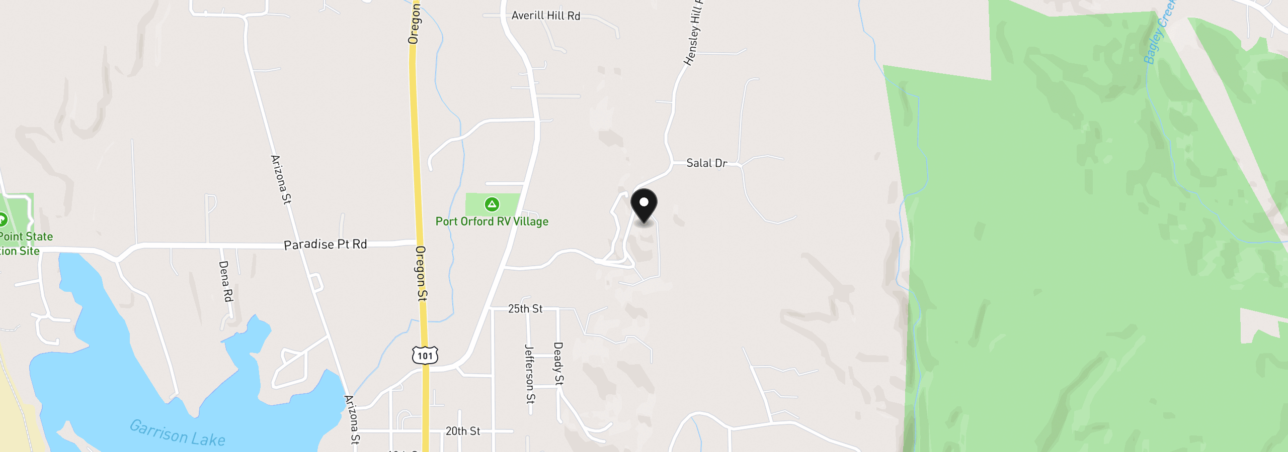 Map showing the location of 42365 Hensley Hill Rd, Port Orford, OR 97465
