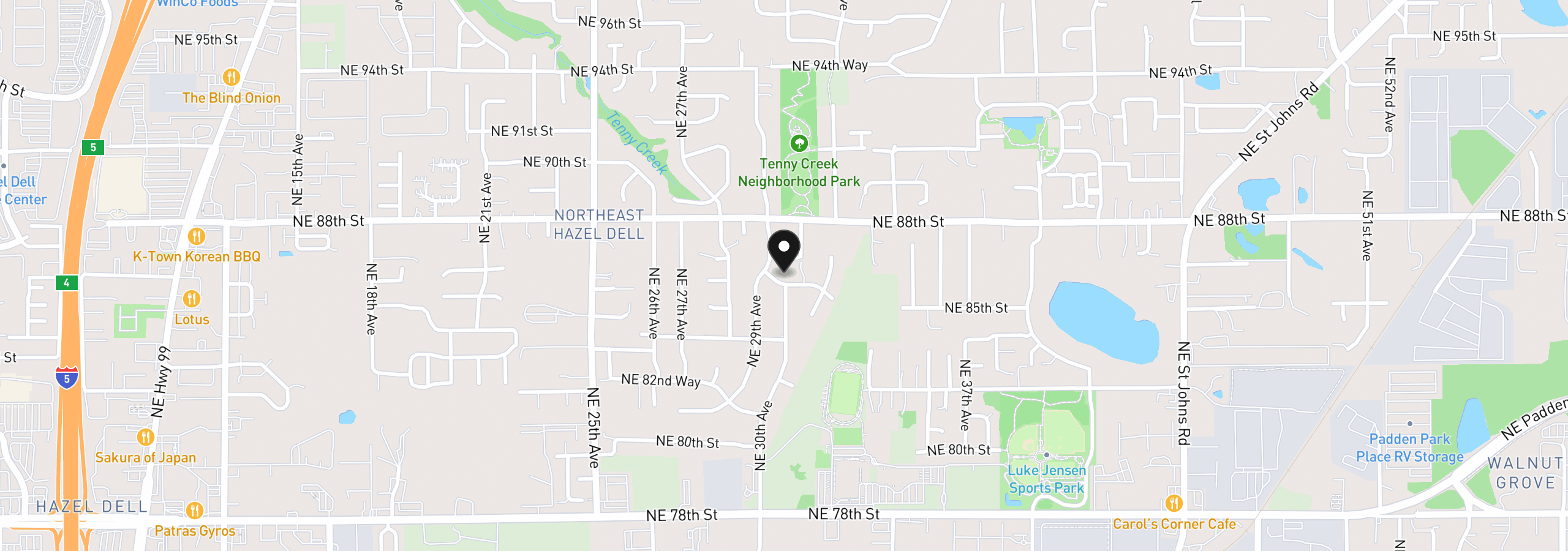 Map showing the location of 2910 NE 86th St, Vancouver, Wa 98665