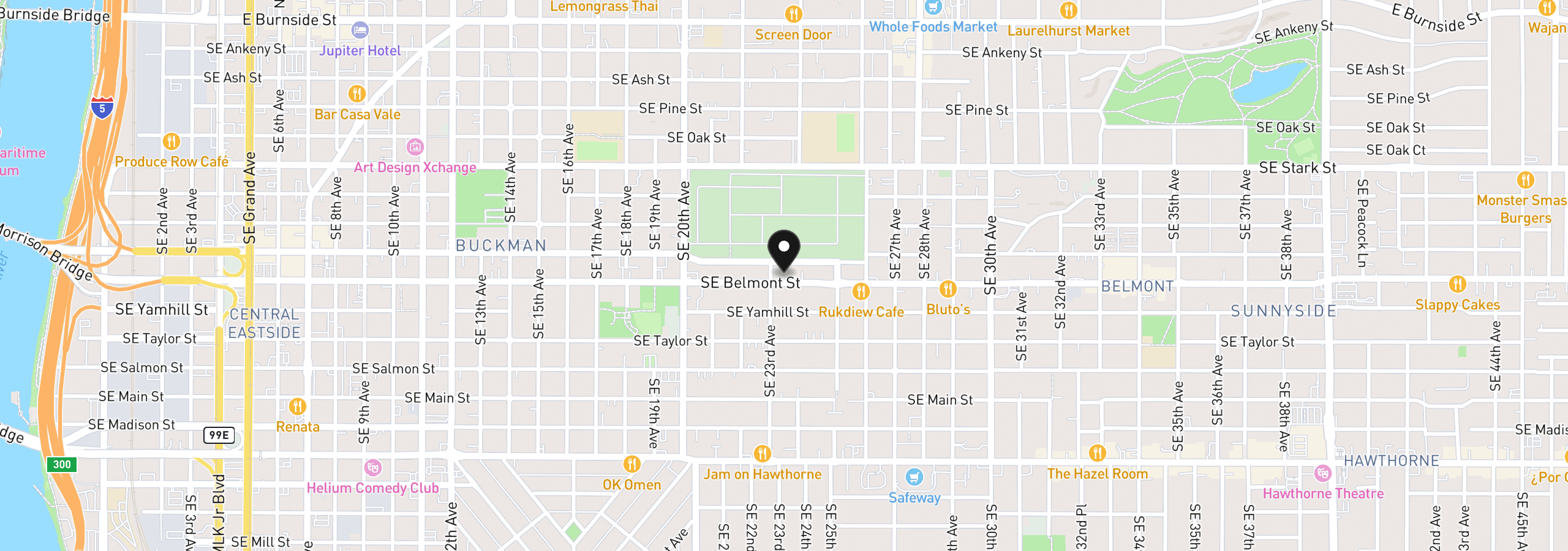 Map showing the location of 2319 SE Belmont St, Portland, OR 97214