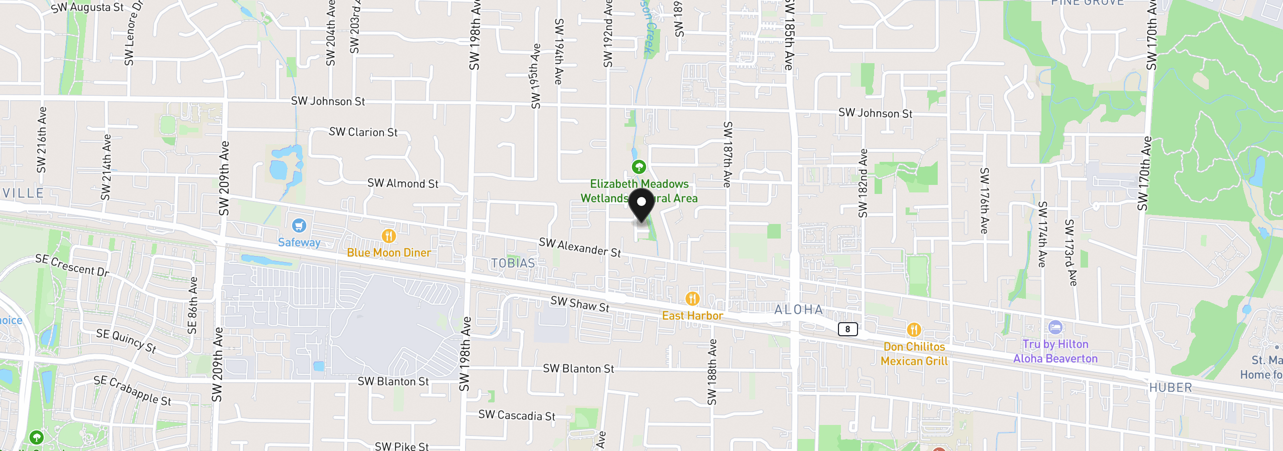 Map showing the location of 19089 SW Quinn Ct, Beaverton, OR 97003