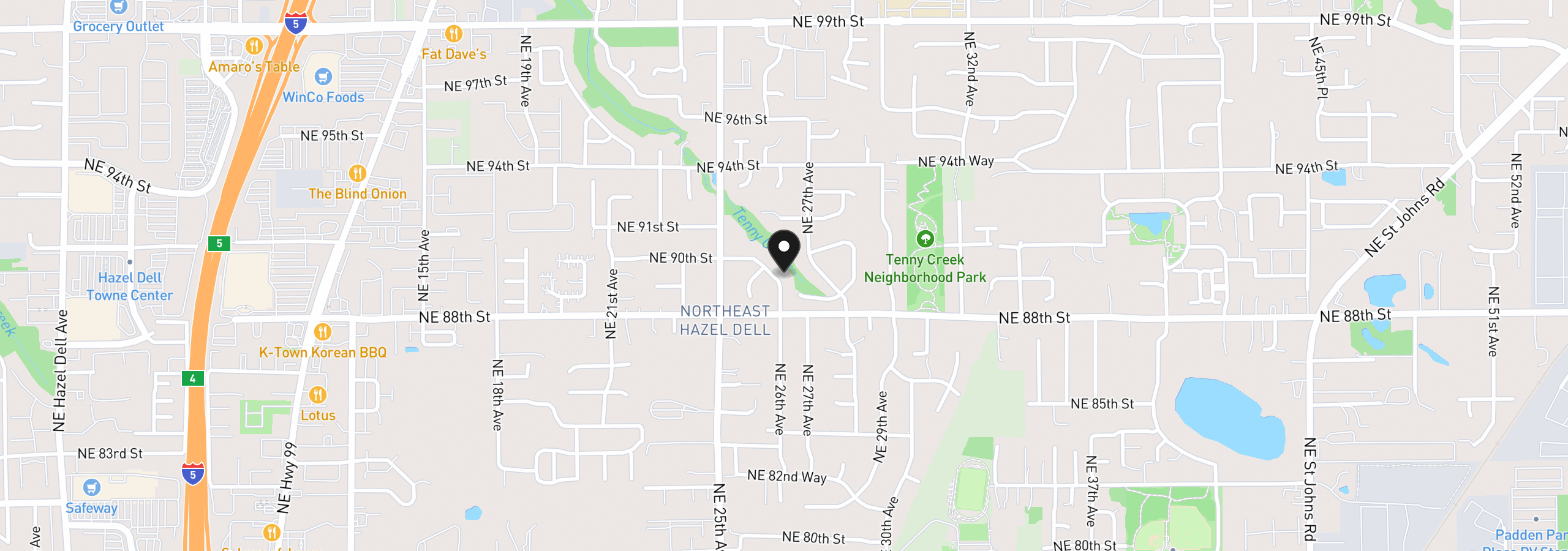 Map showing the location of 8813 NE 26th Ave, Vancouver, Wa 98665