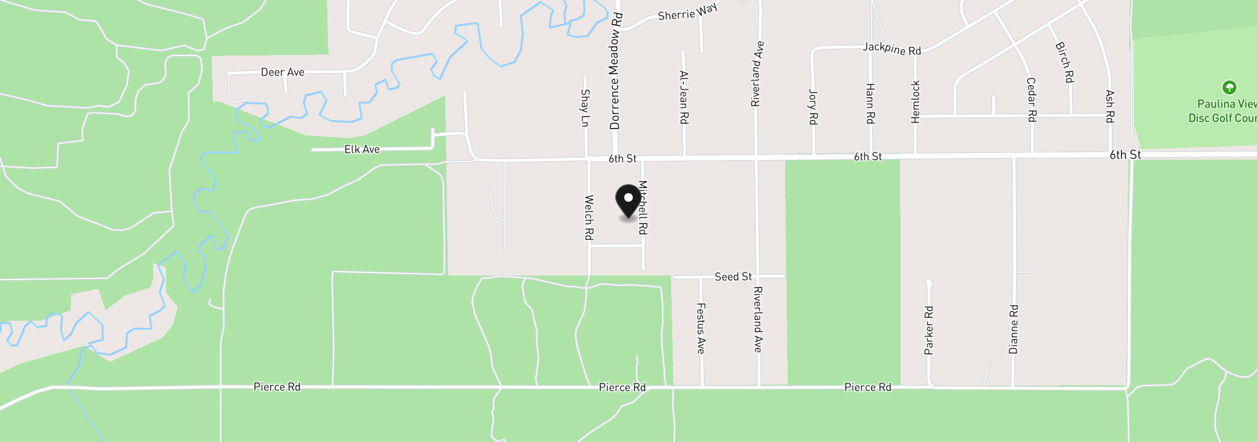 Map showing the location of 51343 Mitchell Rd, La Pine, OR 97739