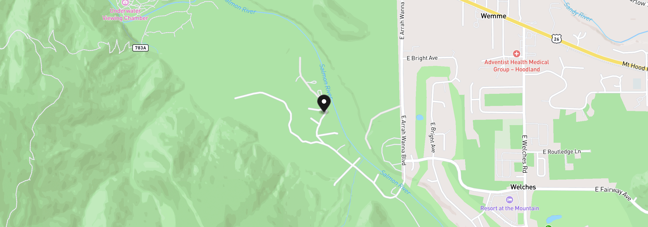 Map showing the location of 24990 E Tillicum St, Welches, OR 97067
