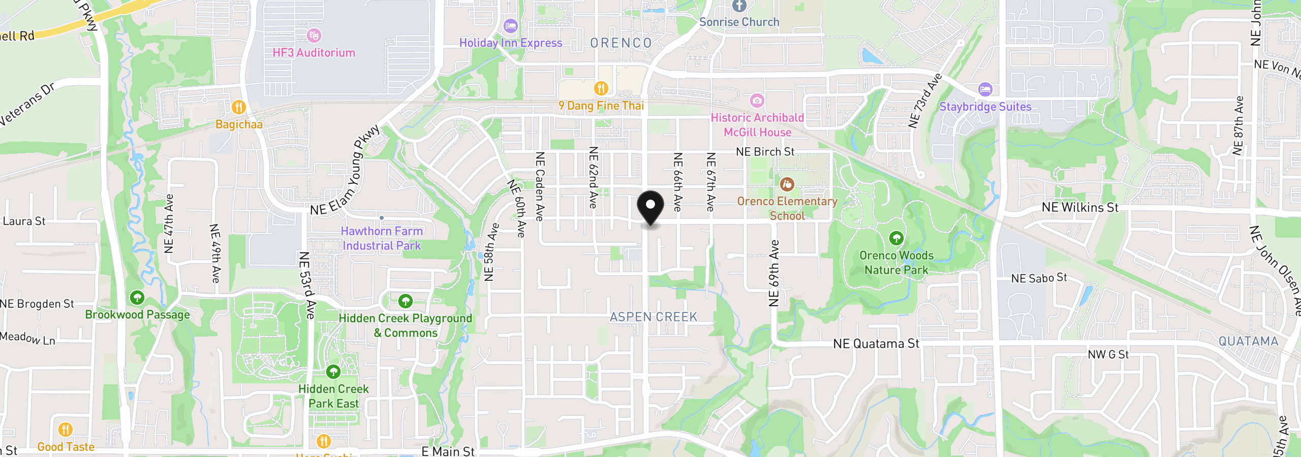 Map showing the location of 6508 NE Dogwood St, Hillsboro, OR 97124