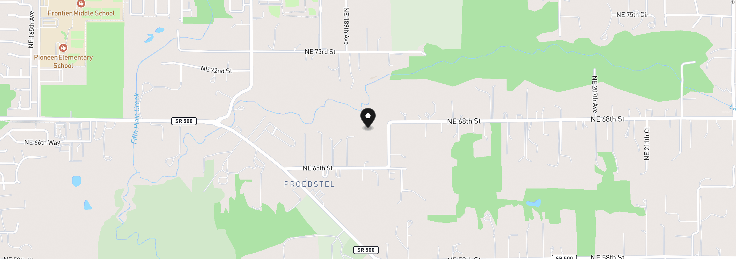 Map showing the location of 18908 NE 65th St, Vancouver, Wa 98682