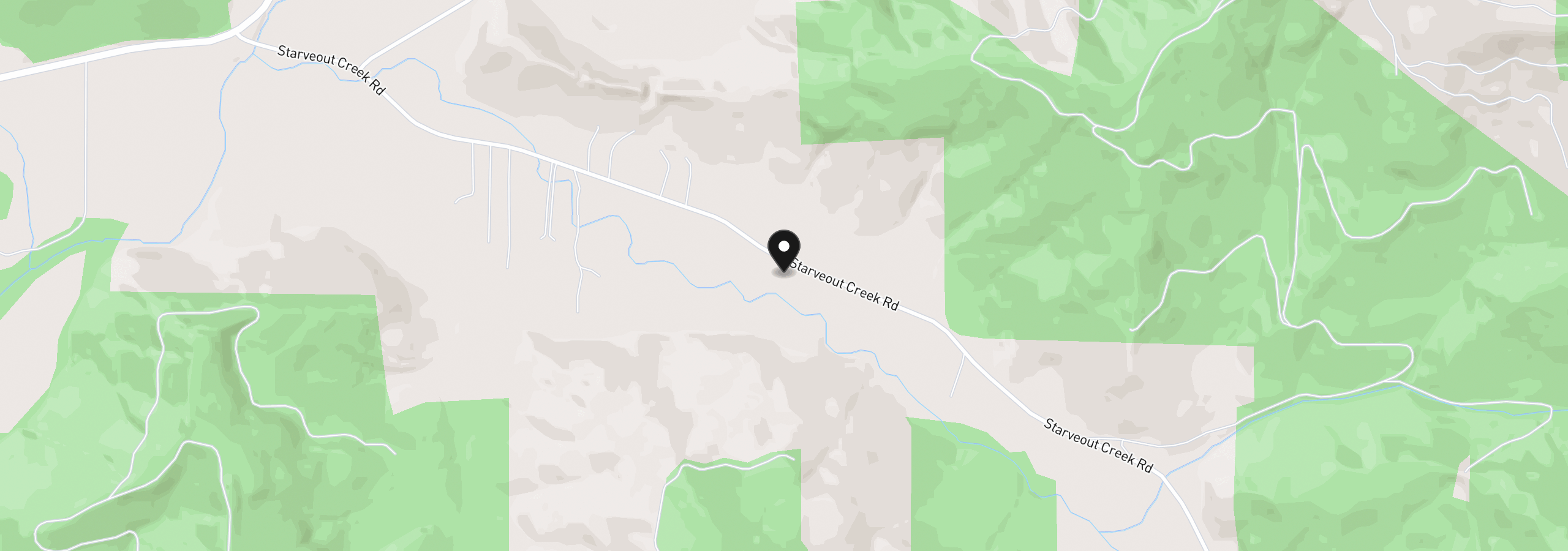 Map showing the location of 1293 Starveout Creek Rd, Azalea, OR 97410
