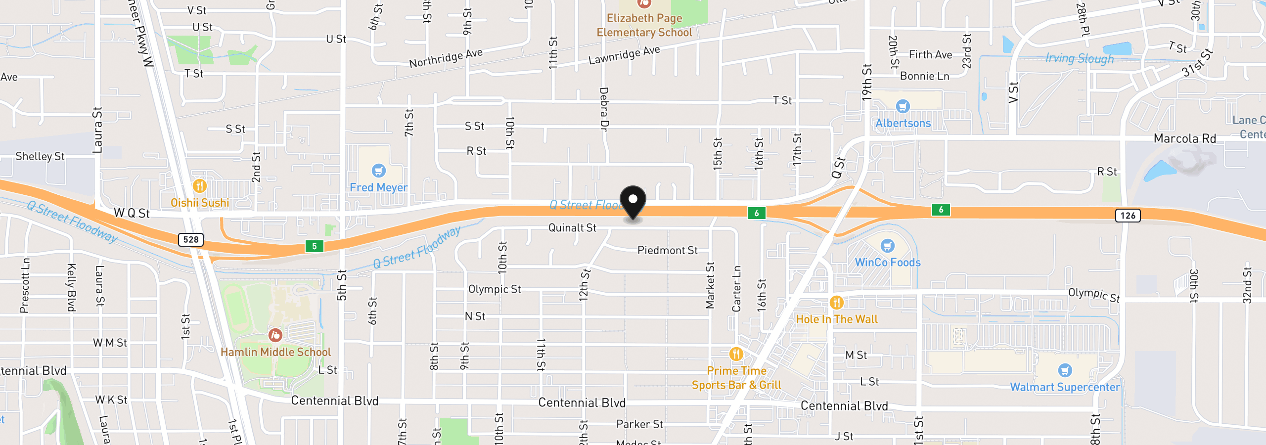 Map showing the location of 1318 Quinalt St, Springfield, OR 97477
