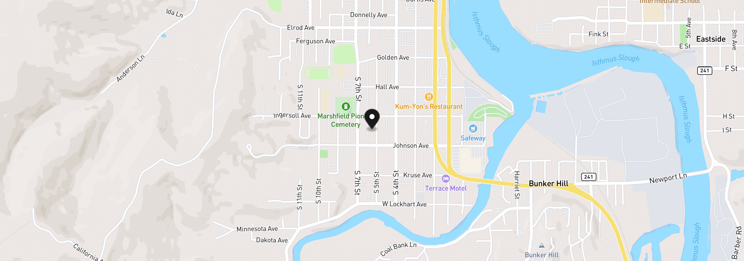 Map showing the location of 955 S 5th St, Coos Bay, OR 97420