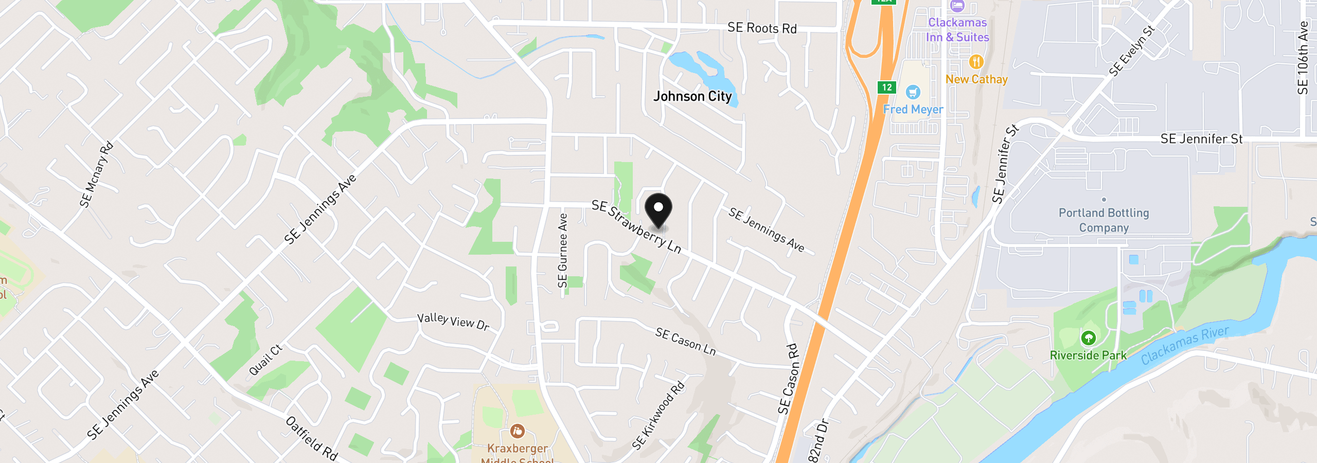 Map showing the location of 16981 SE Spray Ave, Milwaukie, OR 97267