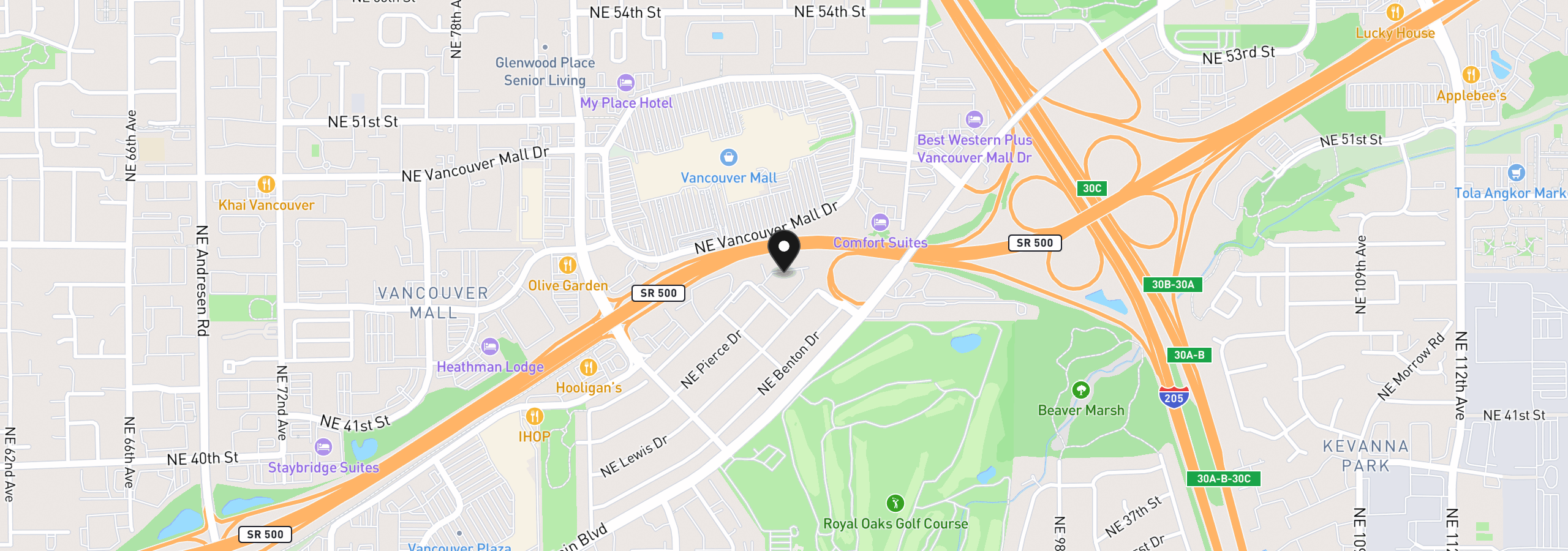 Map showing the location of 4517 NE Plains Way 47, Vancouver, Wa 98662