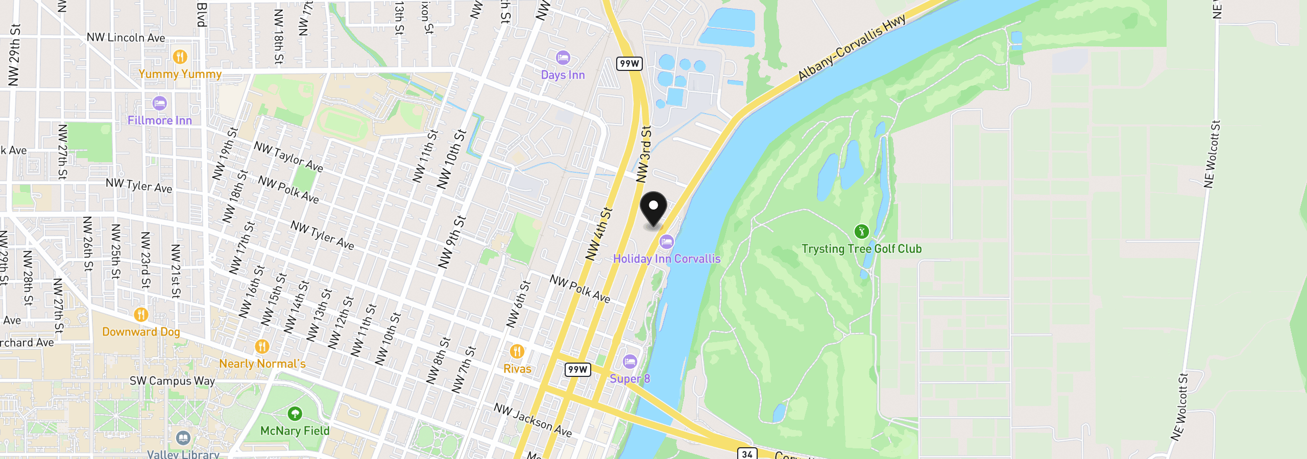 Map showing the location of 804 NE 2nd St, Corvallis, OR 97330