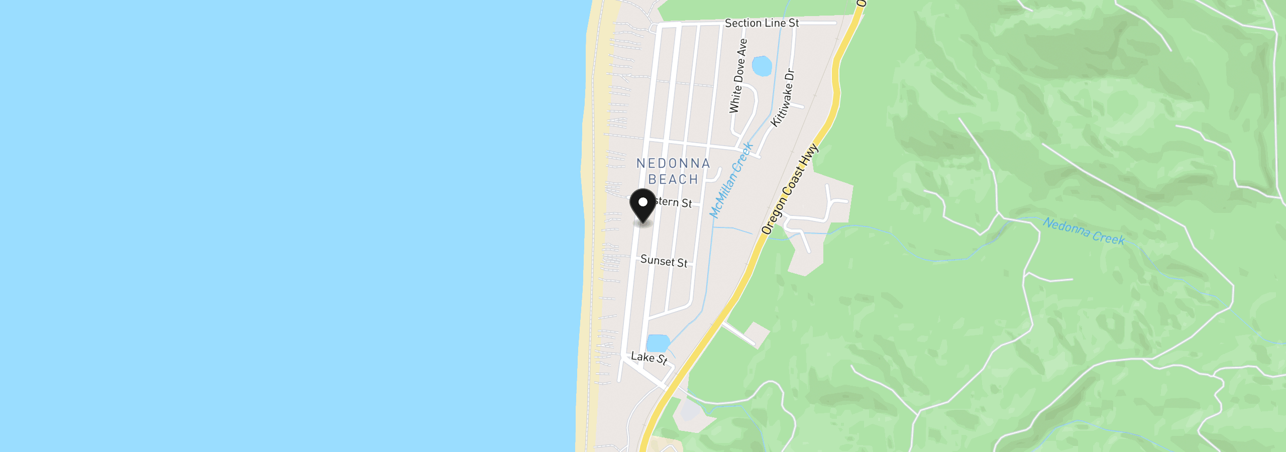 Map showing the location of 26105 Beach Dr, Rockaway Beach, OR 97136