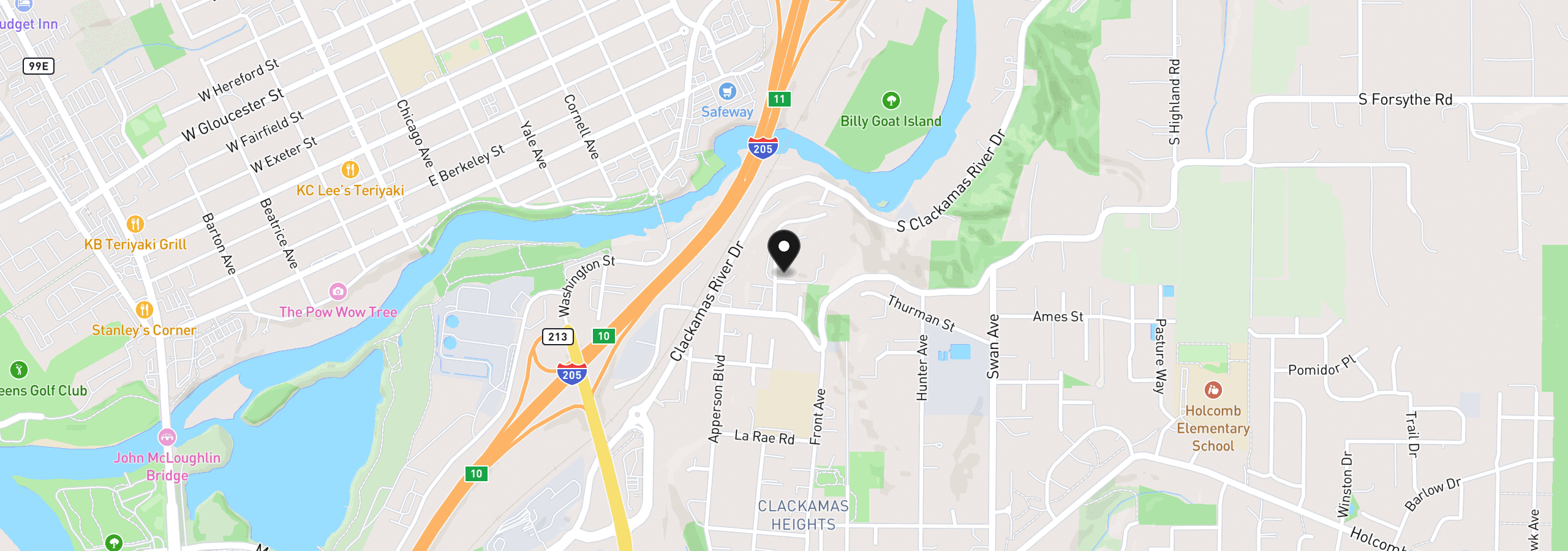 Map showing the location of 13983 Taylor Ln, Oregon City, OR 97045