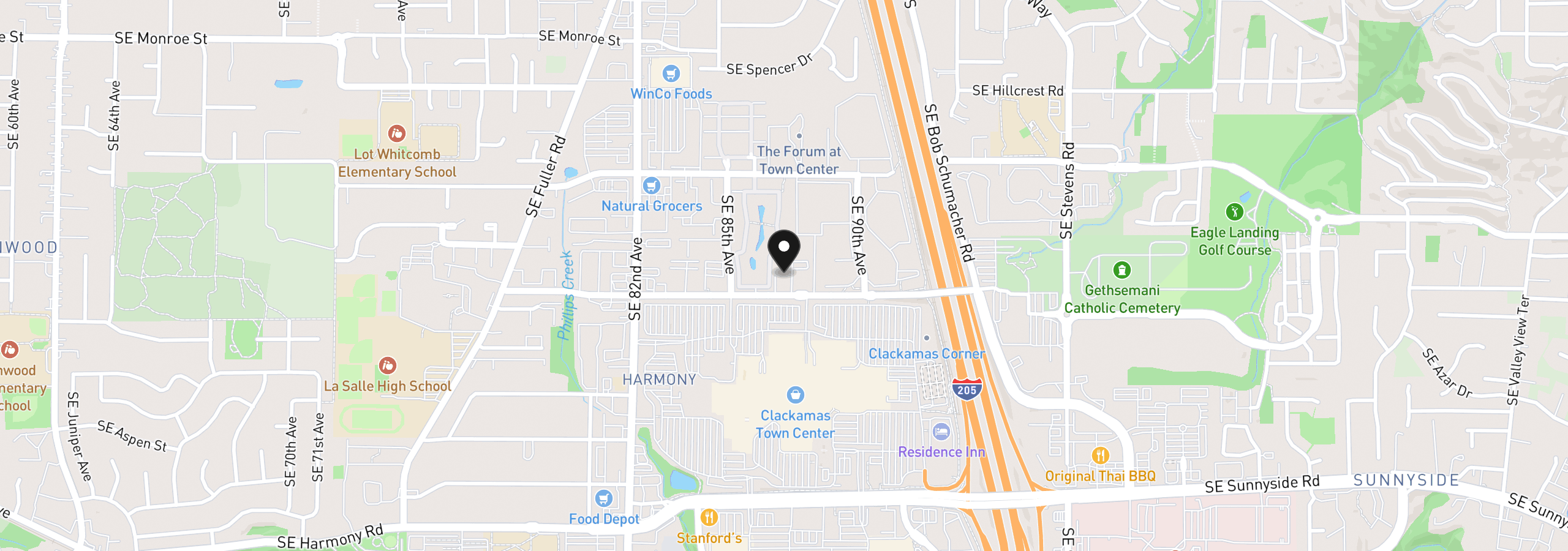 Map showing the location of 8717 SE Monterey Ave 304, Happy Valley, OR 97086