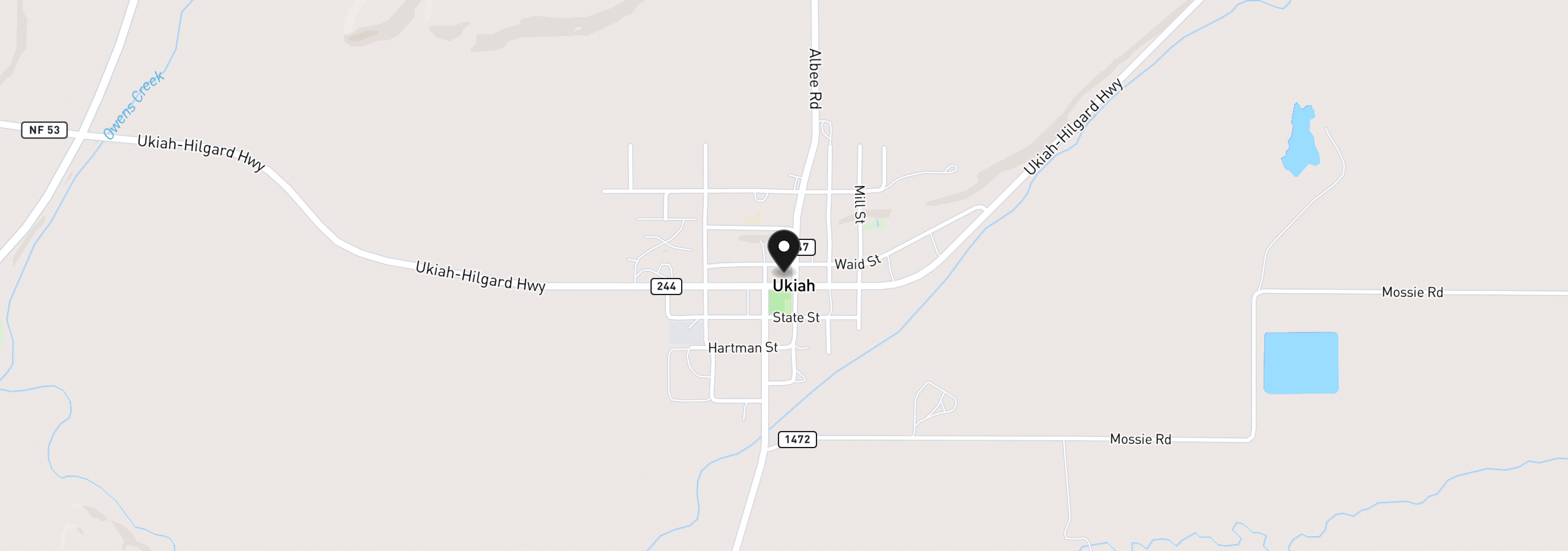 Map showing the location of 101 Main St, Ukiah, OR 97880