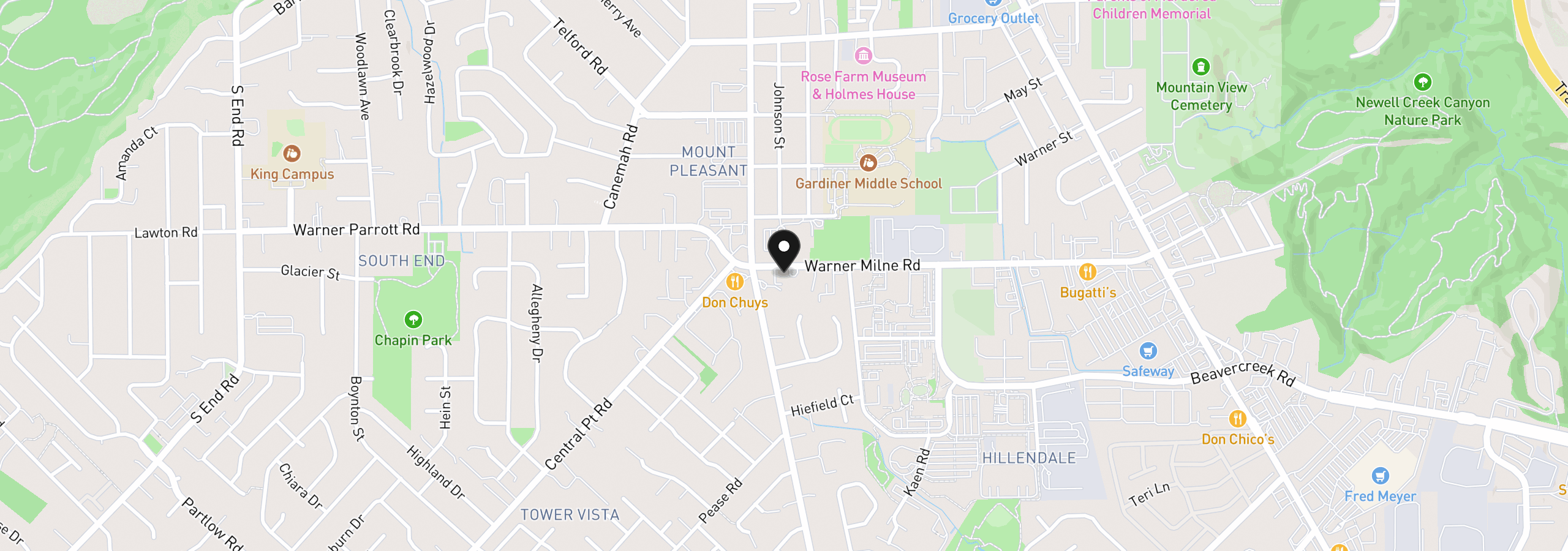 Map showing the location of 118 Warner Milne Rd, Oregon City, OR 97045