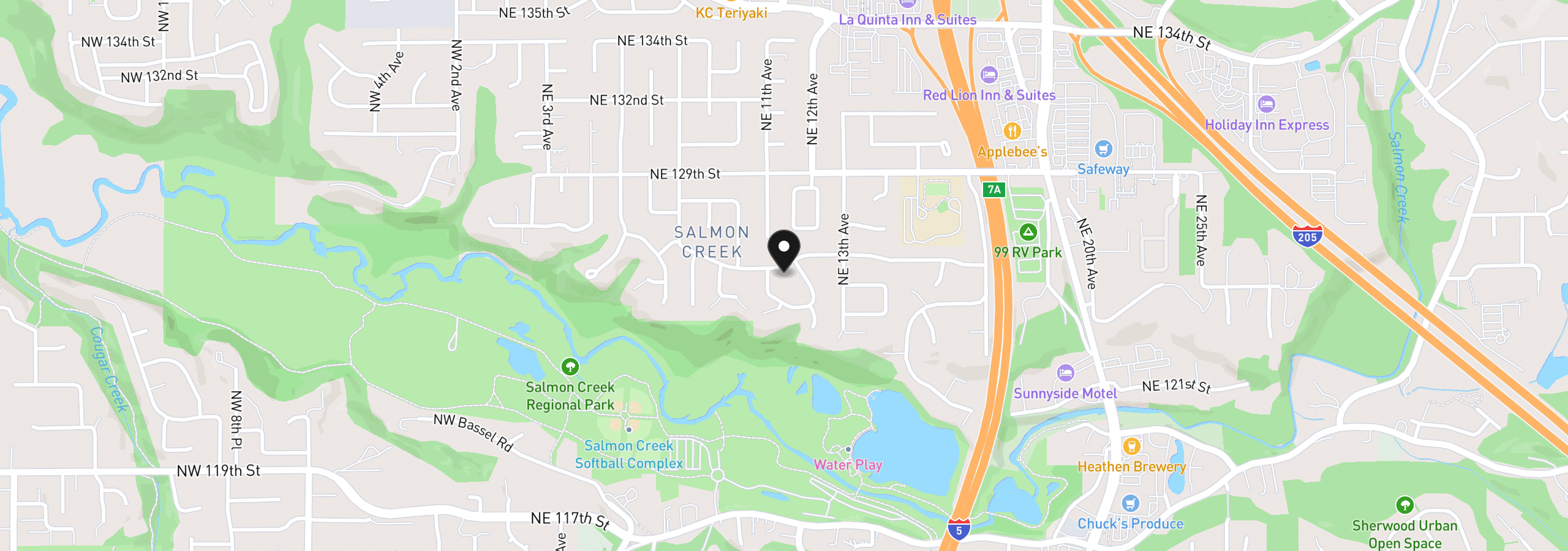 Map showing the location of 1105 NE 126th St, Vancouver, Wa 98685