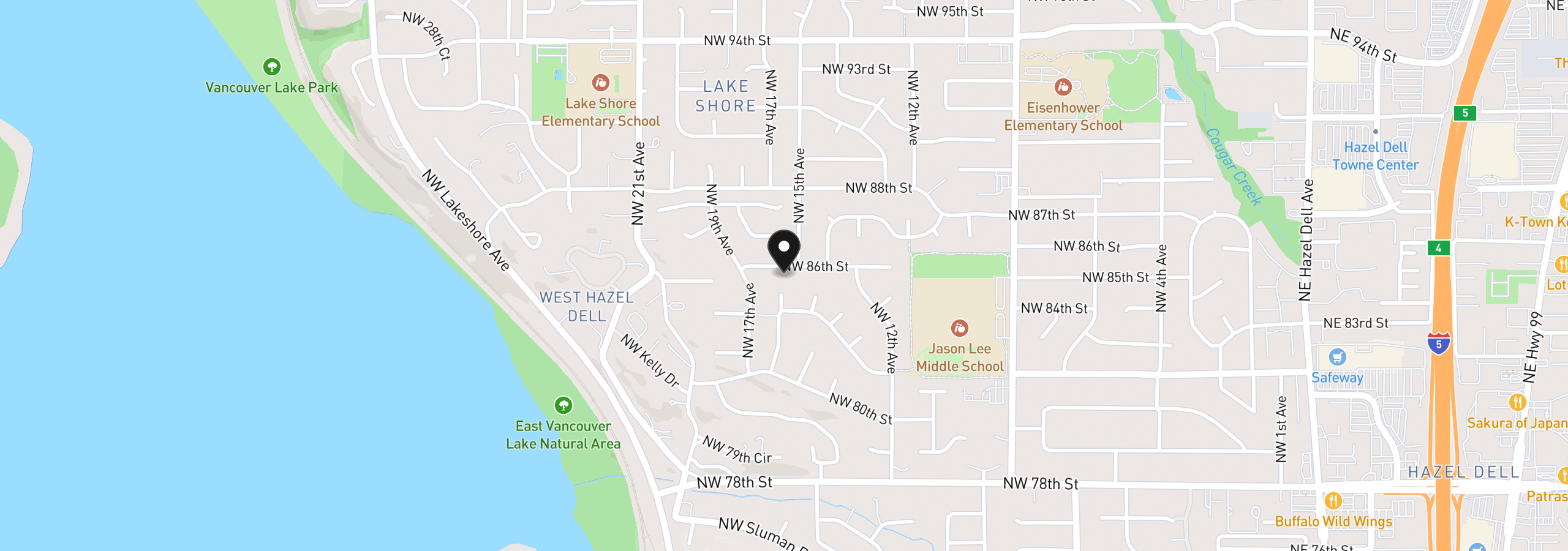 Map showing the location of 1519 NW 86th St, Vancouver, Wa 98665