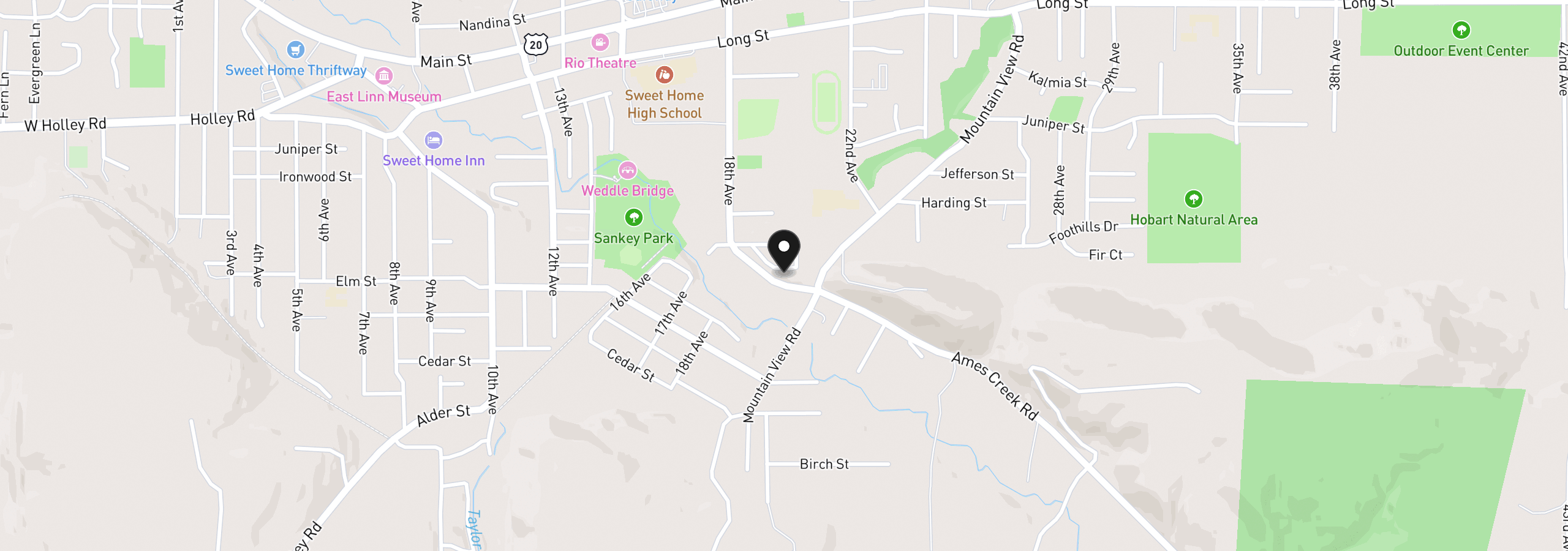 Map showing the location of 1873 Grape Loop, Sweet Home, OR 97386