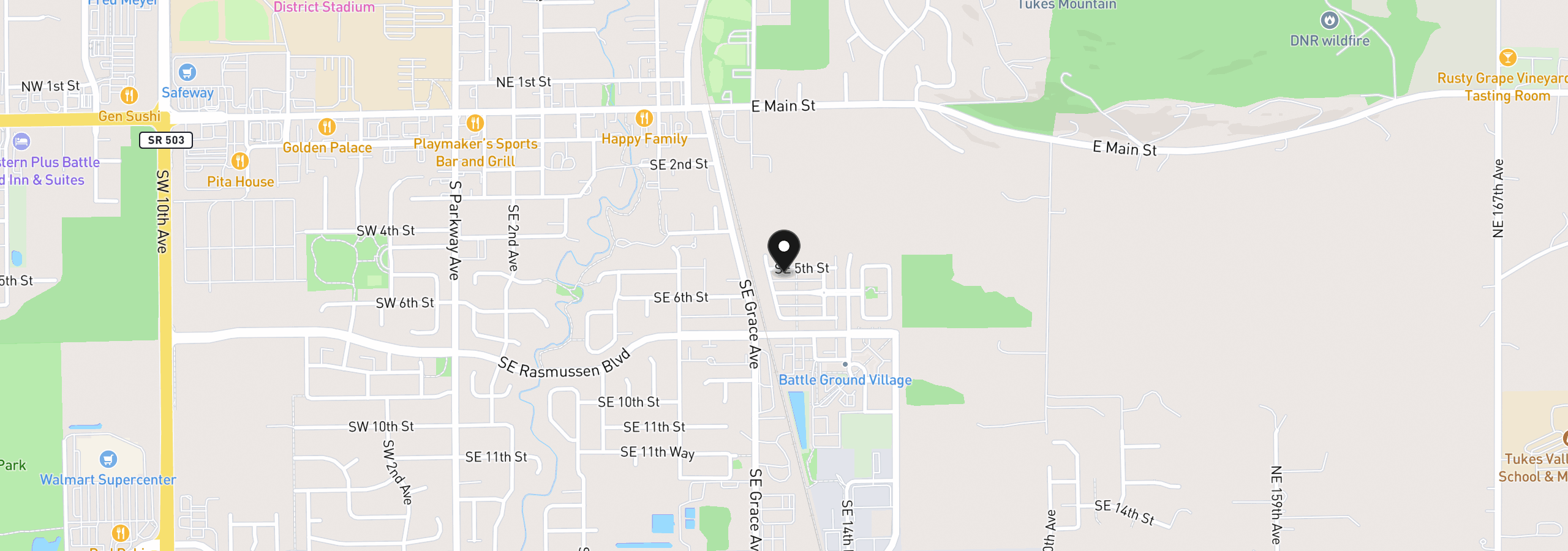 Map showing the location of 1109 SE 5th St, Battle Ground, Wa 98604
