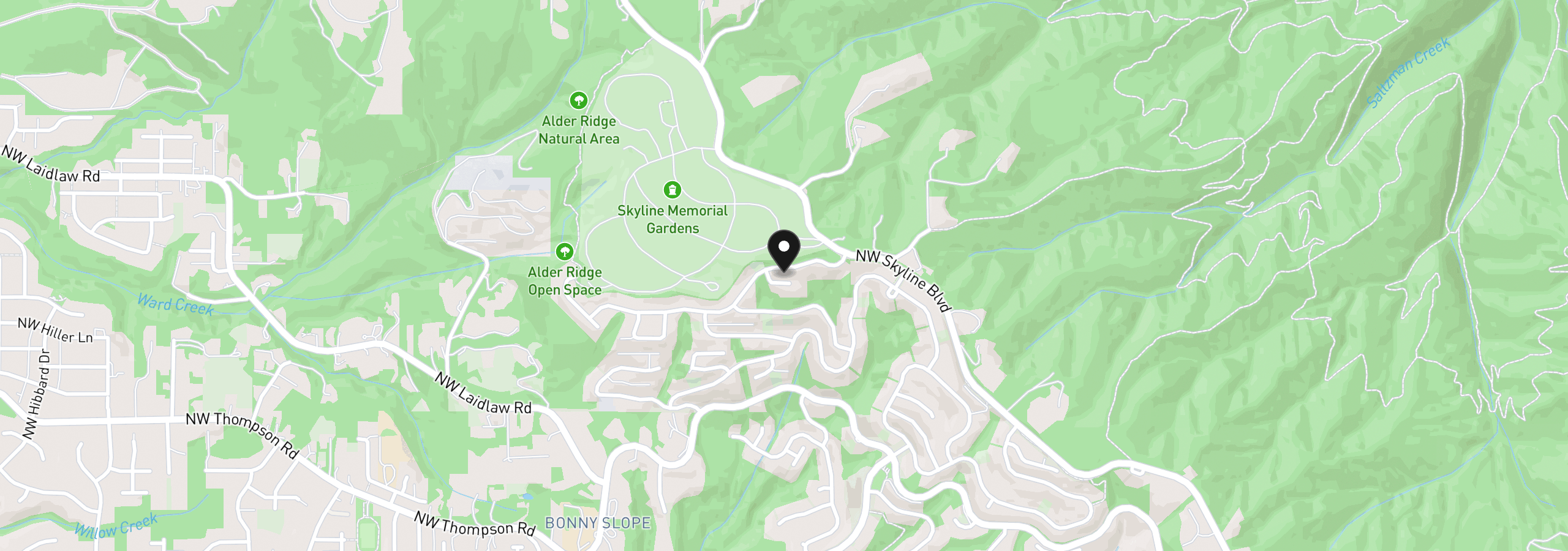 Map showing the location of 9742 NW Skyline Heights Dr, Portland, OR 97229
