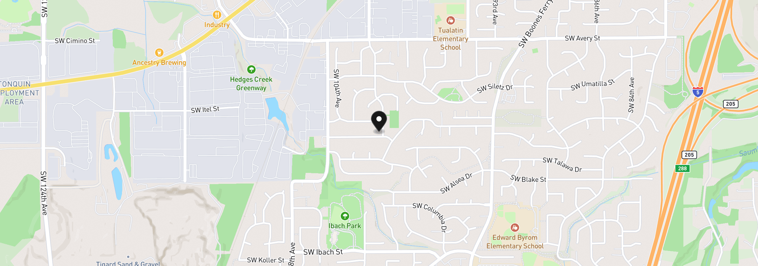 Map showing the location of 21247 SW Teton Ave, Tualatin, OR 97062