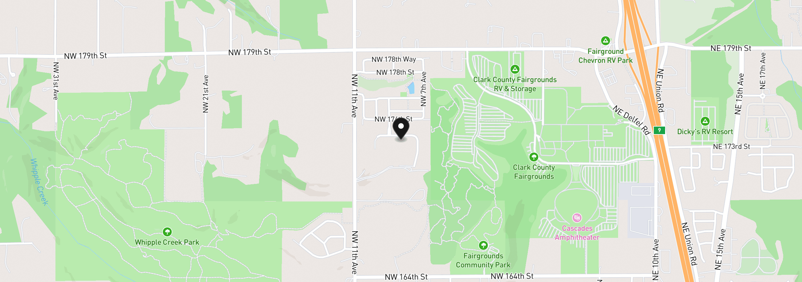 Map showing the location of 811 NW 173rd Cir, Ridgefield, Wa 98642
