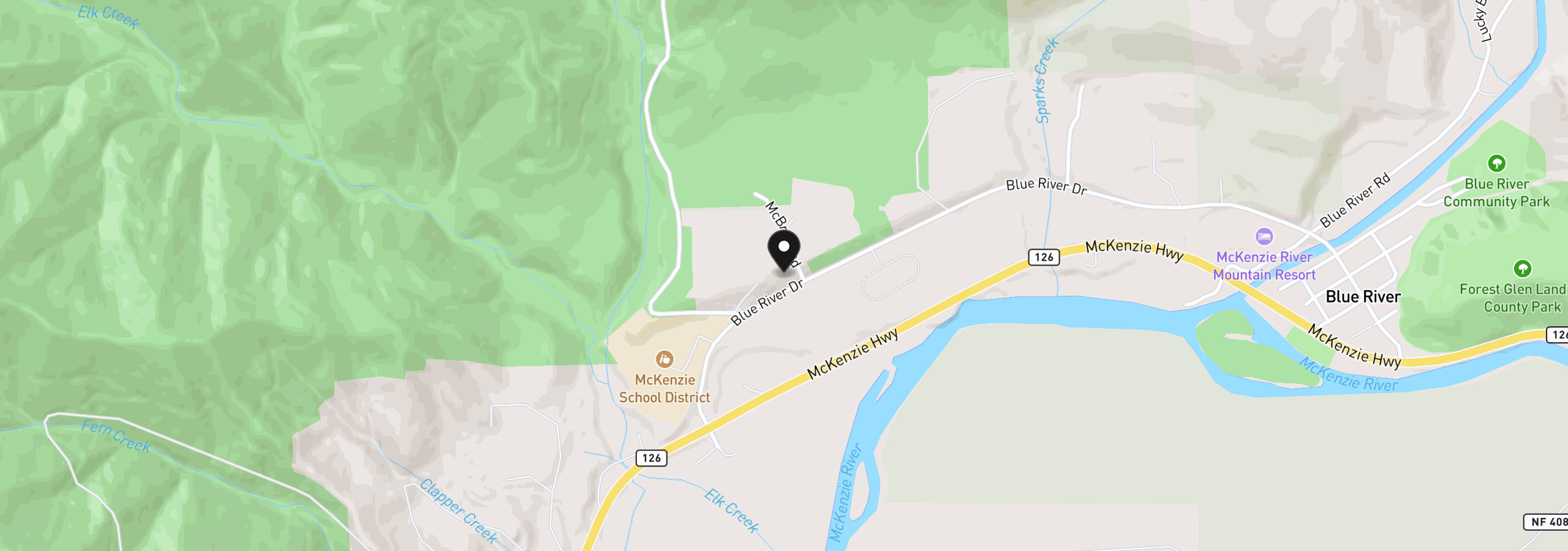 Map showing the location of 51209 Blue River Dr, Vida, OR 97488