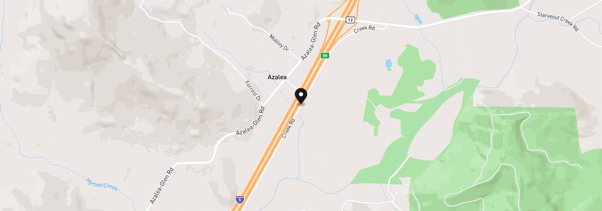 Map showing the location of Upper Cow Creek Rd, Azalea, OR 97410