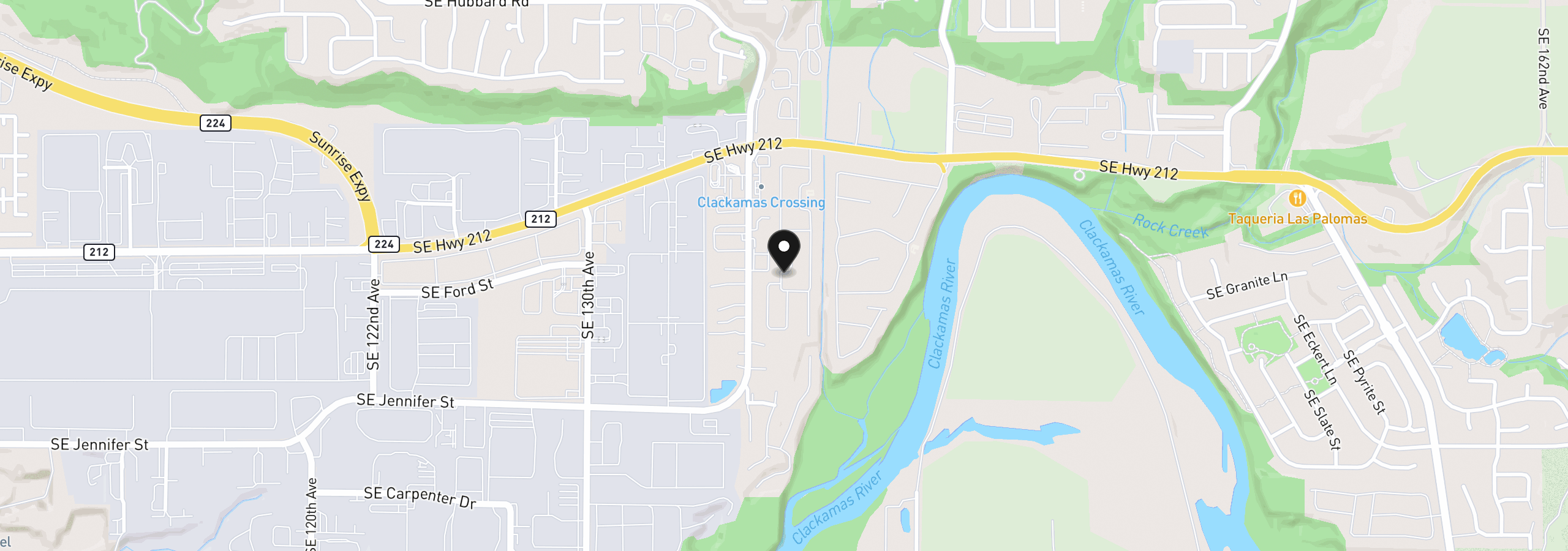 Map showing the location of 13640 SE Highway 212 68, Clackamas, OR 97015