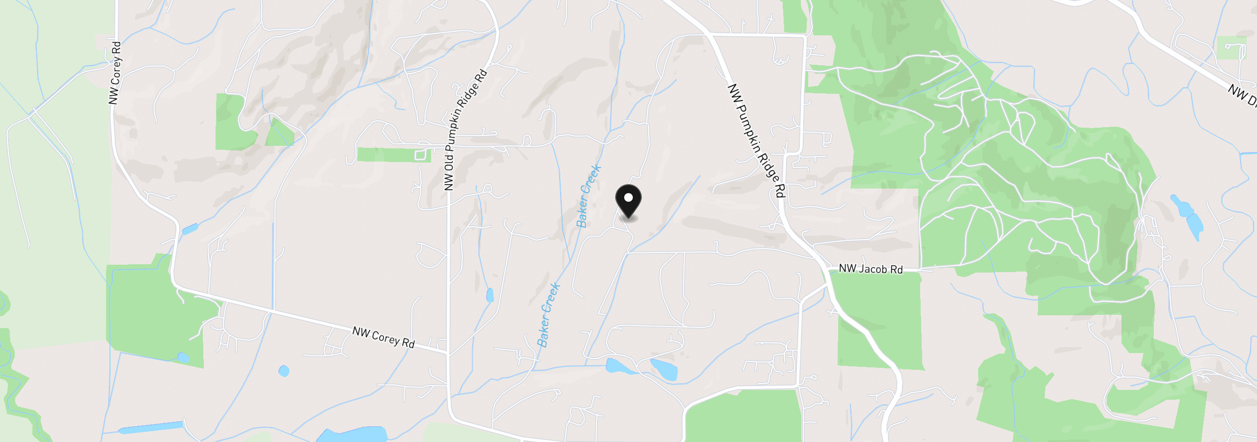 Map showing the location of NW Pumpkin Ridge Rd, North Plains, OR 97133